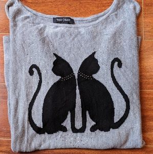 WHBM cat rhinestone top xs